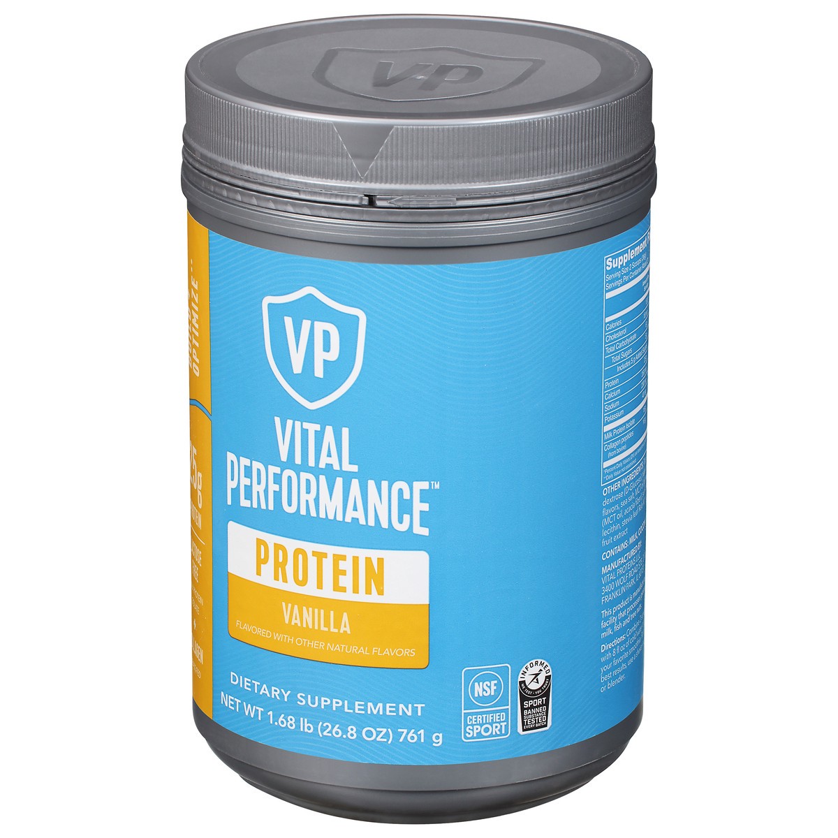 slide 8 of 9, Vital Performance Vanilla Protein Powder 26.8 oz, 1 ct