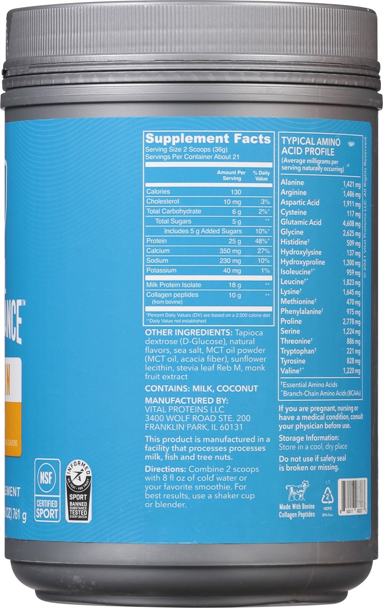 slide 9 of 9, Vital Performance Vanilla Protein Powder 26.8 oz, 1 ct