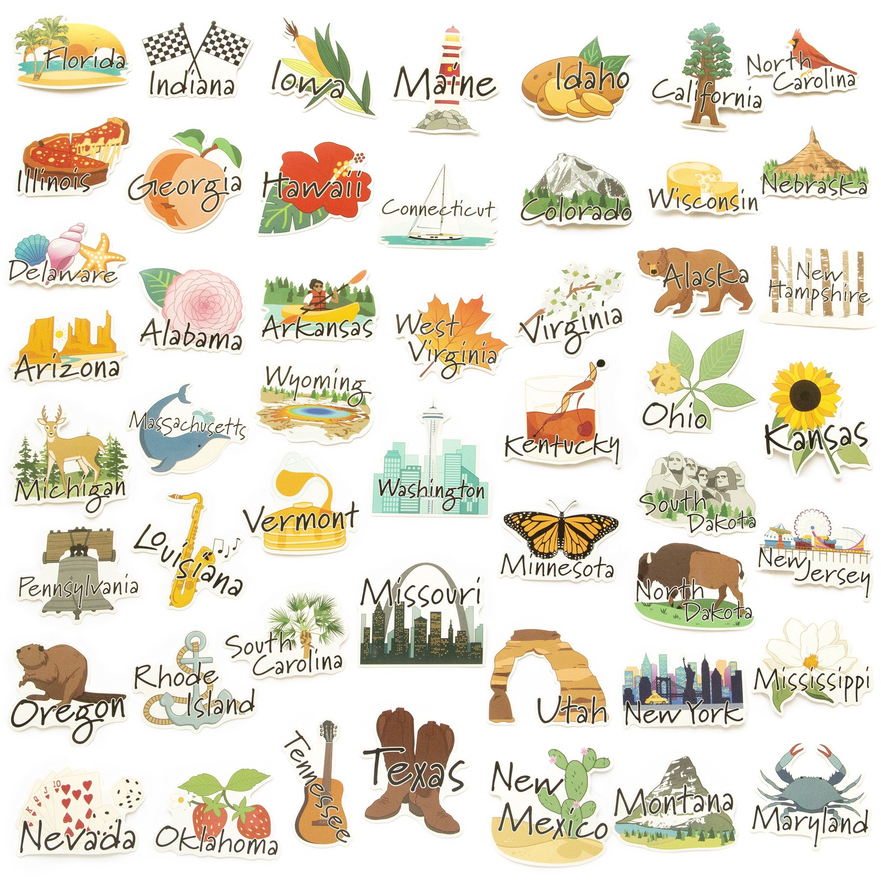 slide 2 of 6, 50 States Vinyl Stickers By Recollections, 3 in x 3 in
