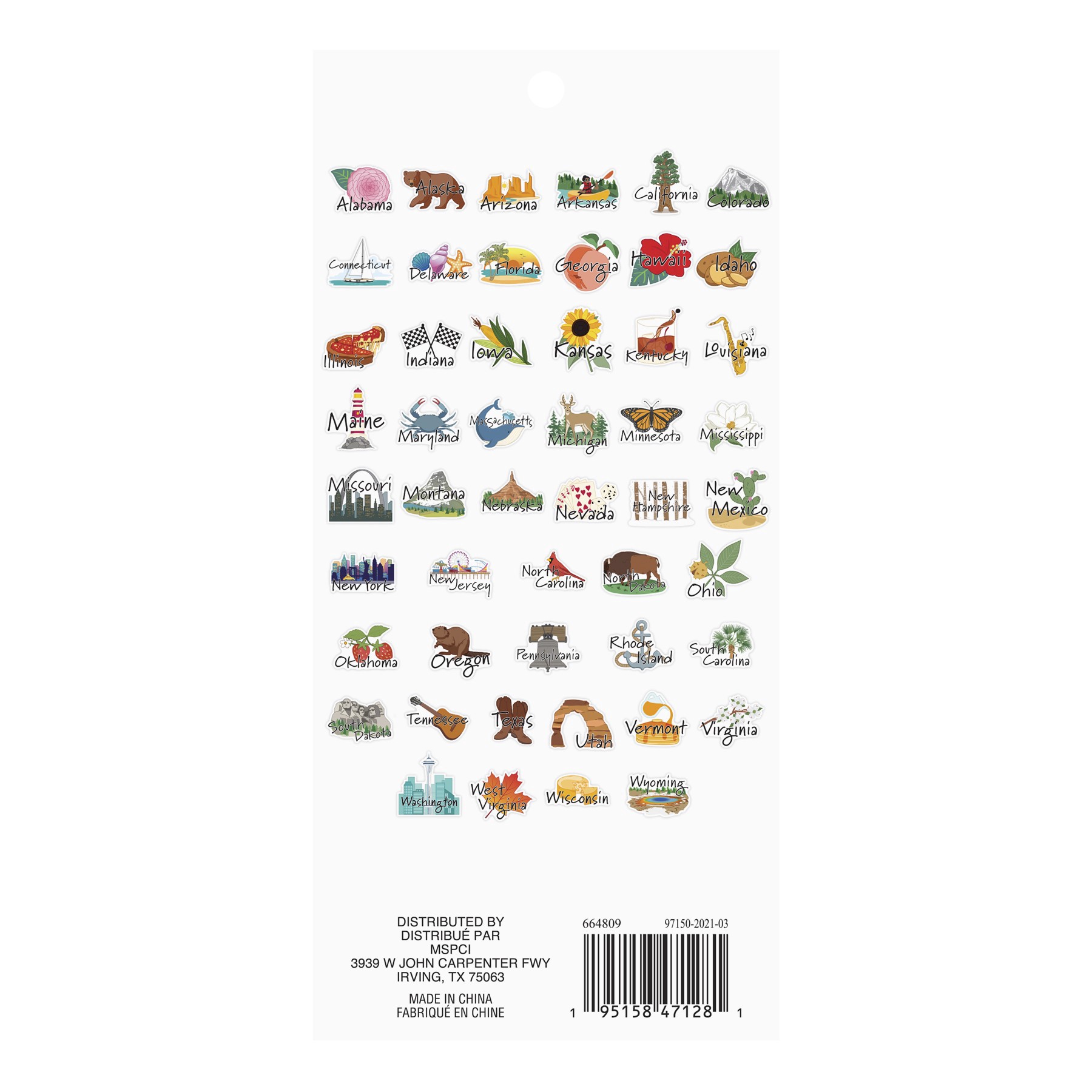 slide 4 of 6, 50 States Vinyl Stickers By Recollections, 3 in x 3 in