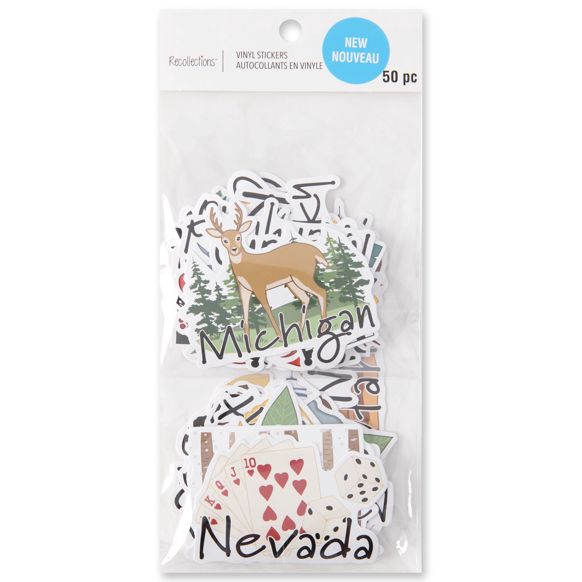 slide 6 of 6, 50 States Vinyl Stickers By Recollections, 3 in x 3 in