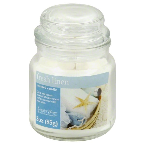 slide 1 of 2, Langley Candle, Scented, Fresh Linen, 0.63 oz