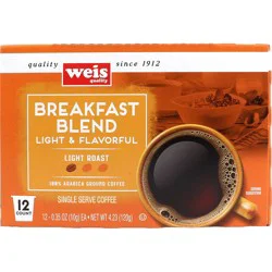 Weis Quality 100% Arabica Breakfast Blend Single Serve Coffee Cups - 4.23 oz