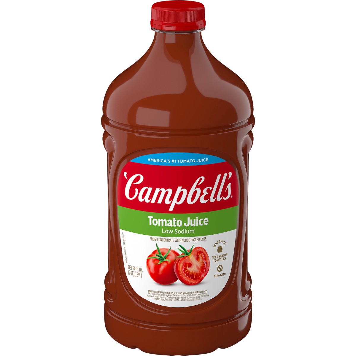 slide 1 of 11, Campbell's Low Sodium 100% Tomato Juice, 64 fl oz Bottle, 64.000 fl oz