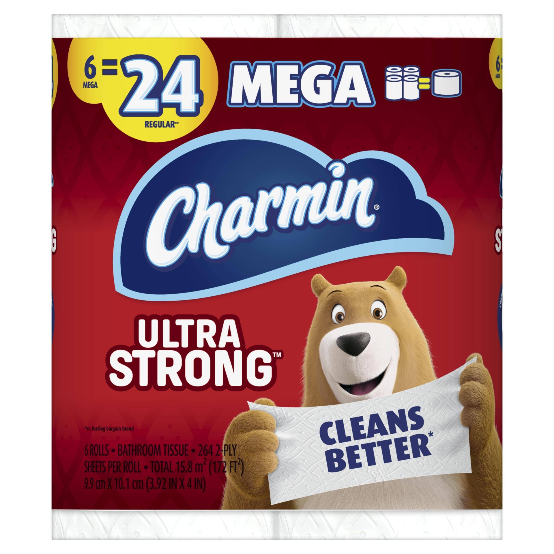 slide 1 of 4, Charmin Ultra Strong Mega Roll Toilet Paper, 6 ct