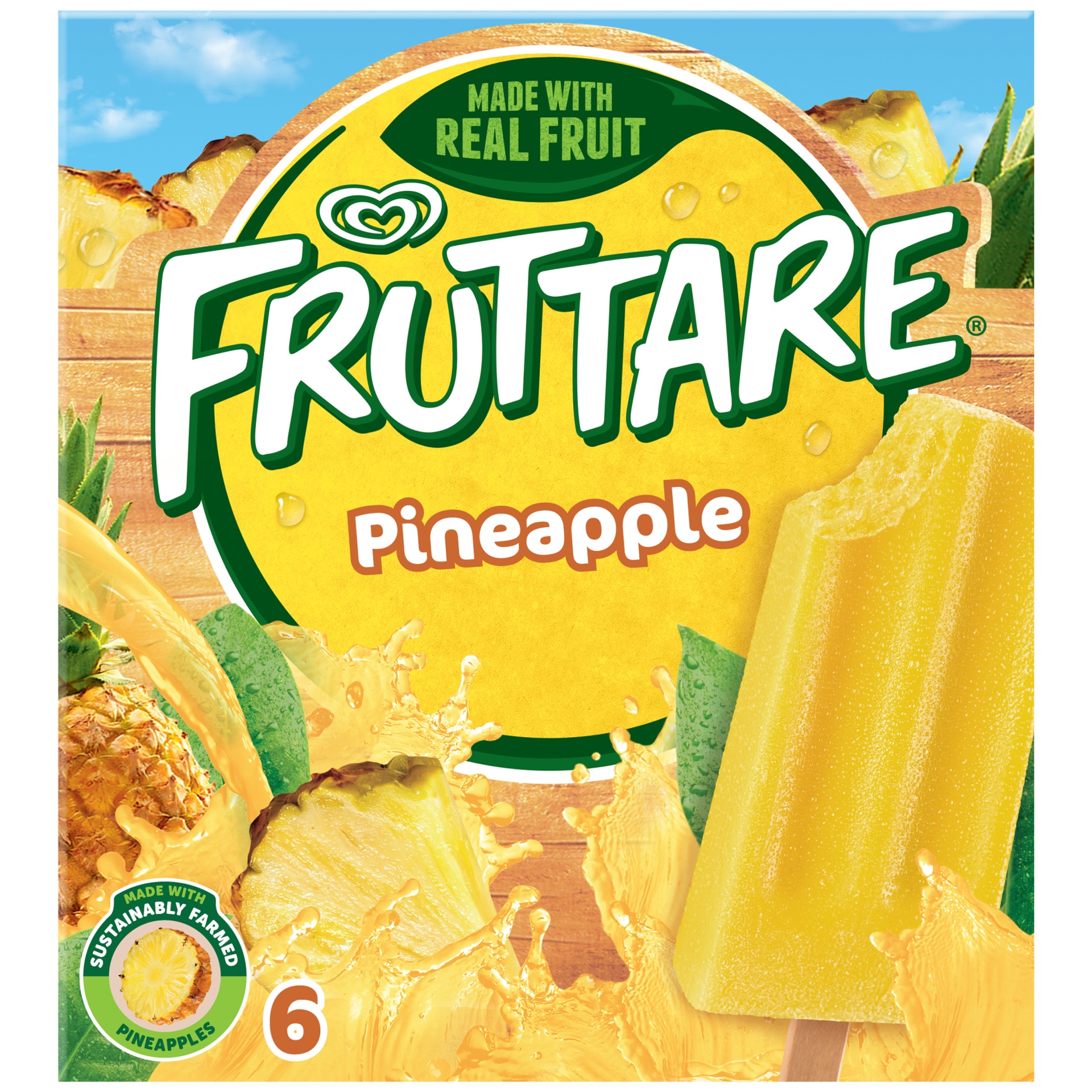 slide 1 of 1, Fruttare Pineapple Ice Cream Bars, 6 ct