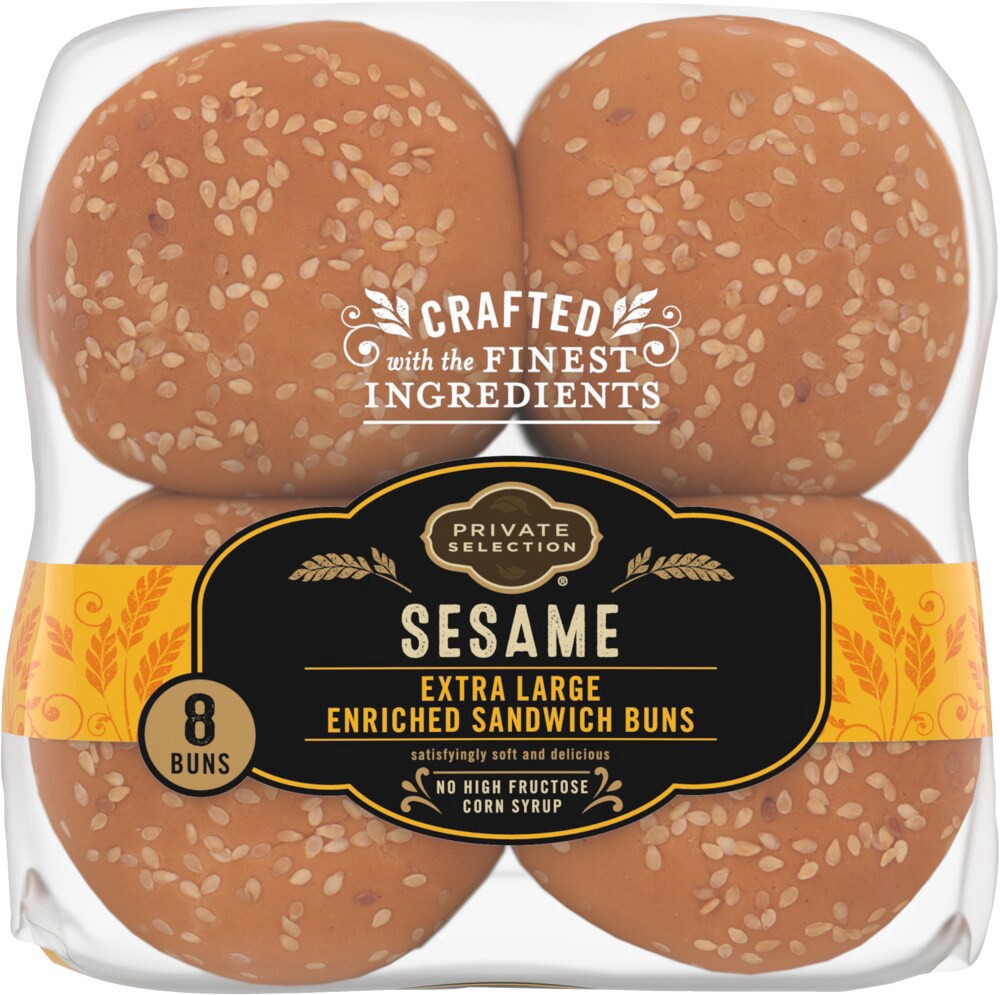 slide 4 of 5, Private Selection® Sesame Extra Large Sandwich Buns, 8 ct; 20 oz