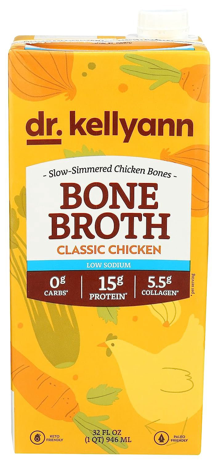 slide 1 of 1, Dr. Kellyann Bone Broth Classic Chicken Low Sodium, 32 fl oz