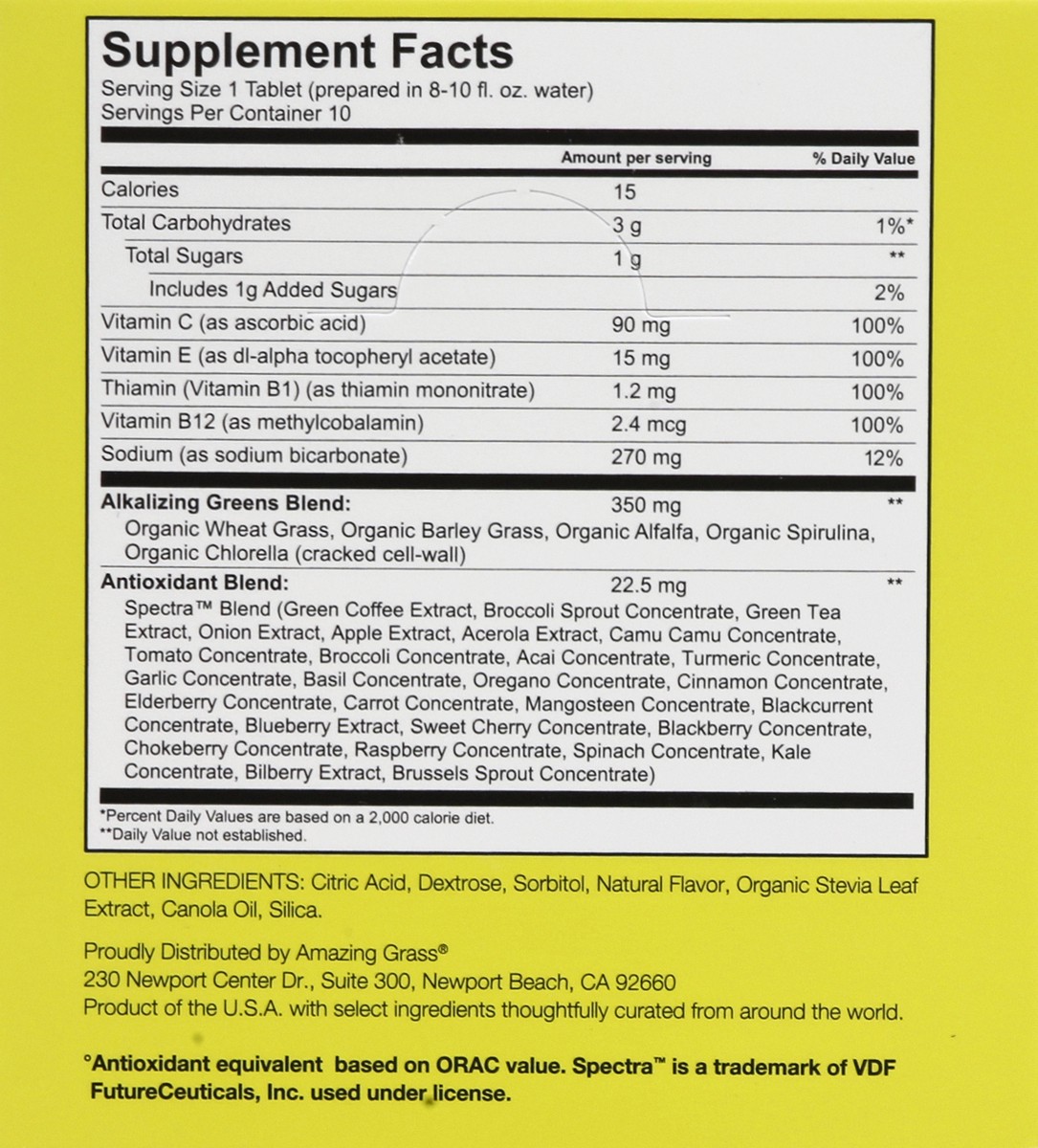 slide 5 of 9, Amazing Grass Tablets Lemon-Lime Flavor Effervescent Greens 6 ea, 6 ct