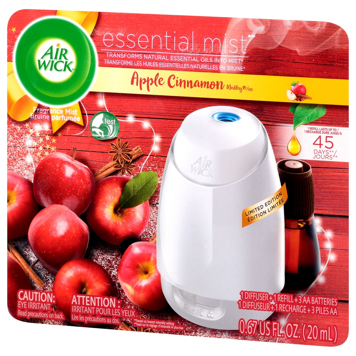slide 3 of 9, Air Wick Essential Mist Apple Cinnamon Medley Fragrance Mist, 0.67 fl oz