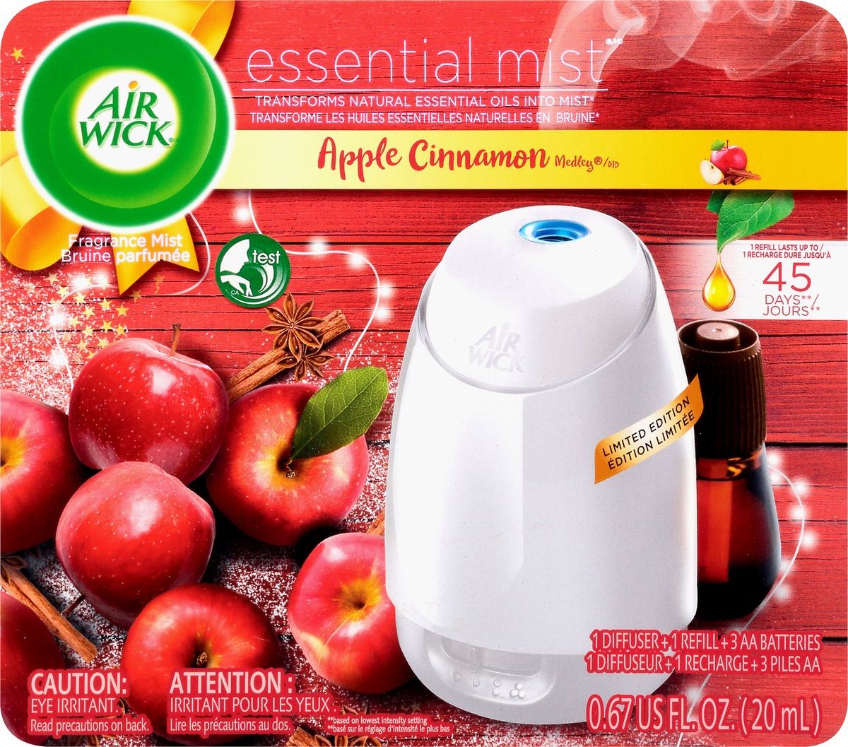 slide 8 of 9, Air Wick Essential Mist Apple Cinnamon Medley Fragrance Mist, 0.67 fl oz