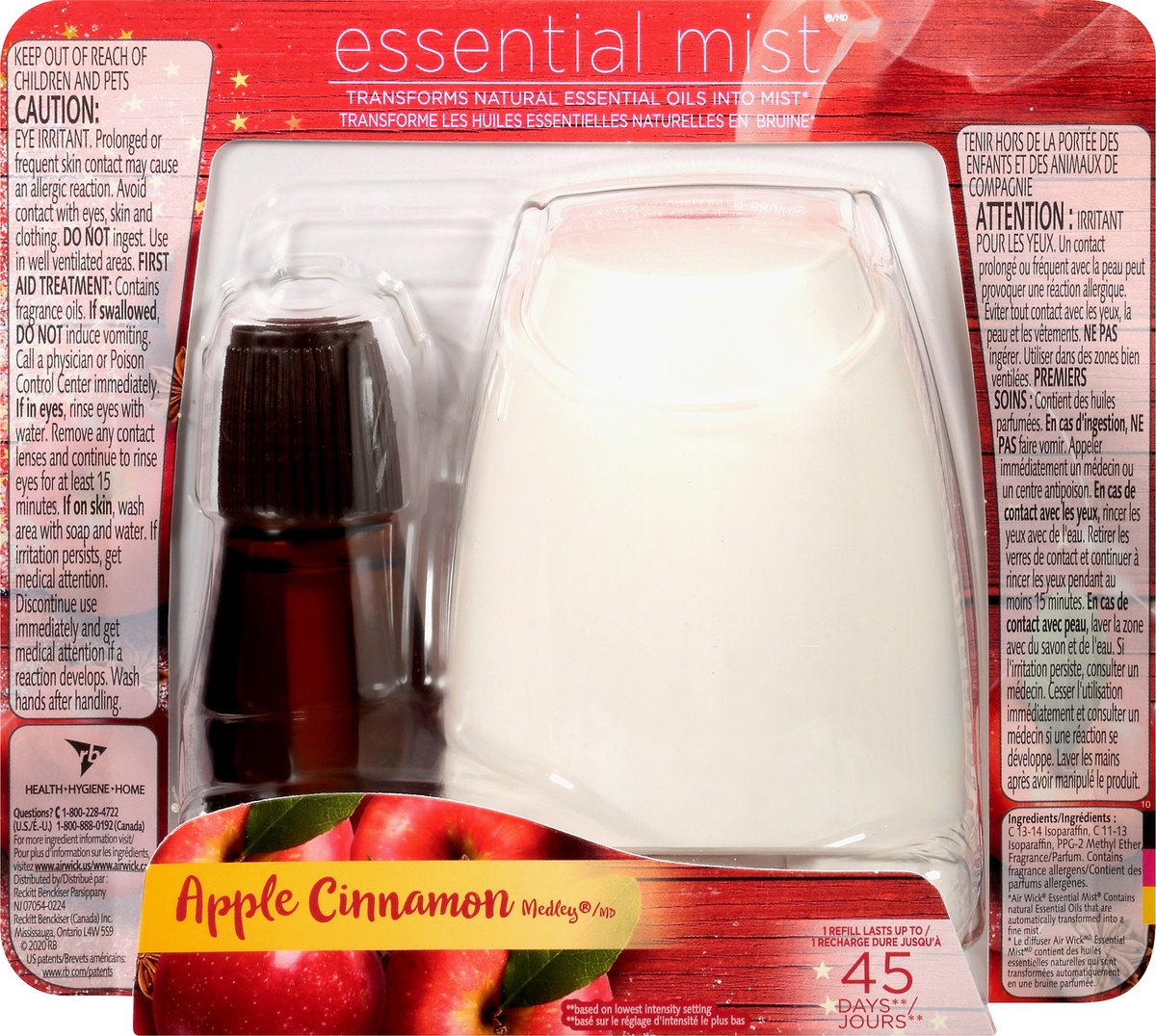 slide 9 of 9, Air Wick Essential Mist Apple Cinnamon Medley Fragrance Mist, 0.67 fl oz
