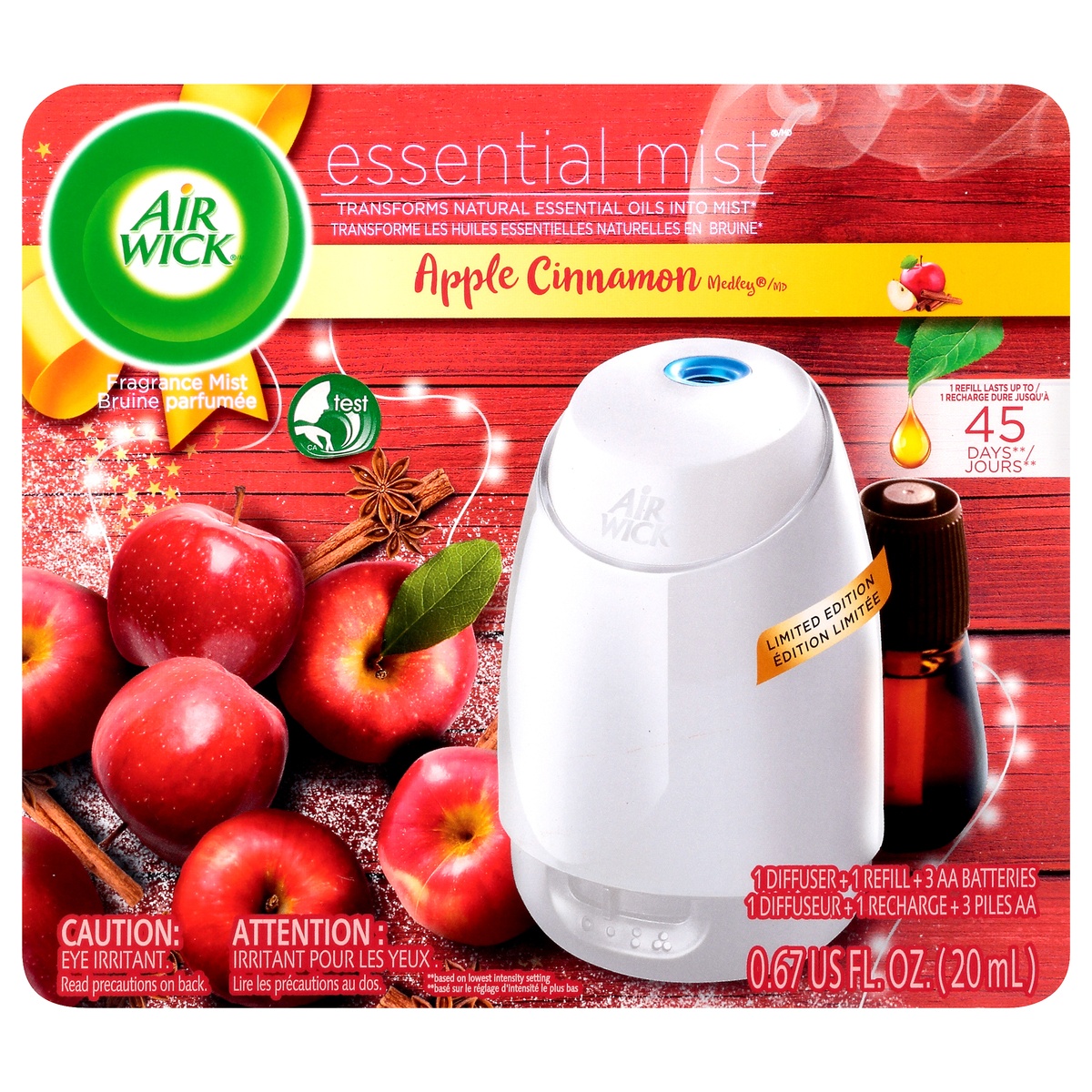 slide 1 of 9, Air Wick Essential Mist Apple Cinnamon Medley Fragrance Mist, 0.67 fl oz