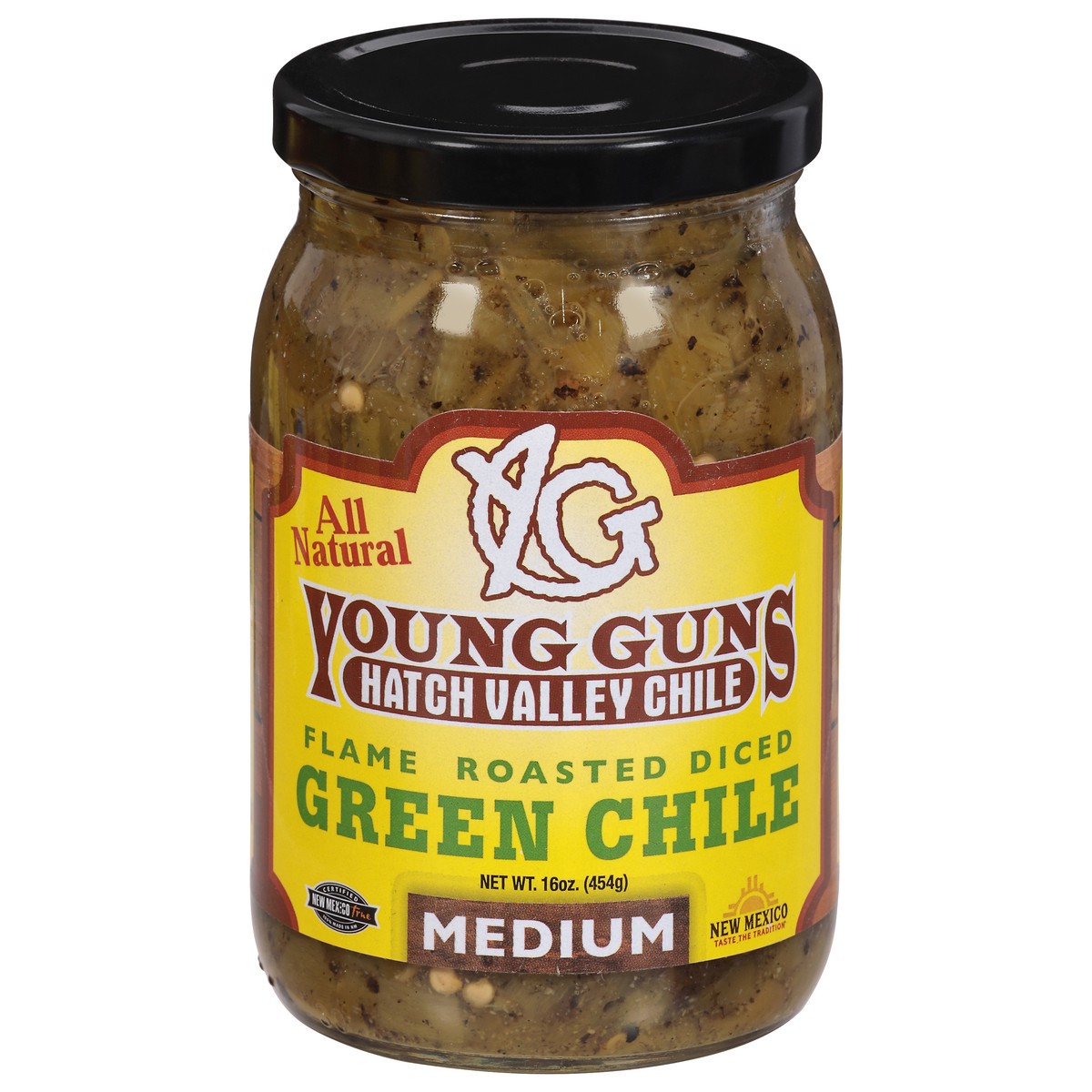slide 3 of 4, Young Guns Medium Flame Roasted Diced Green Chile 16 oz, 16 oz