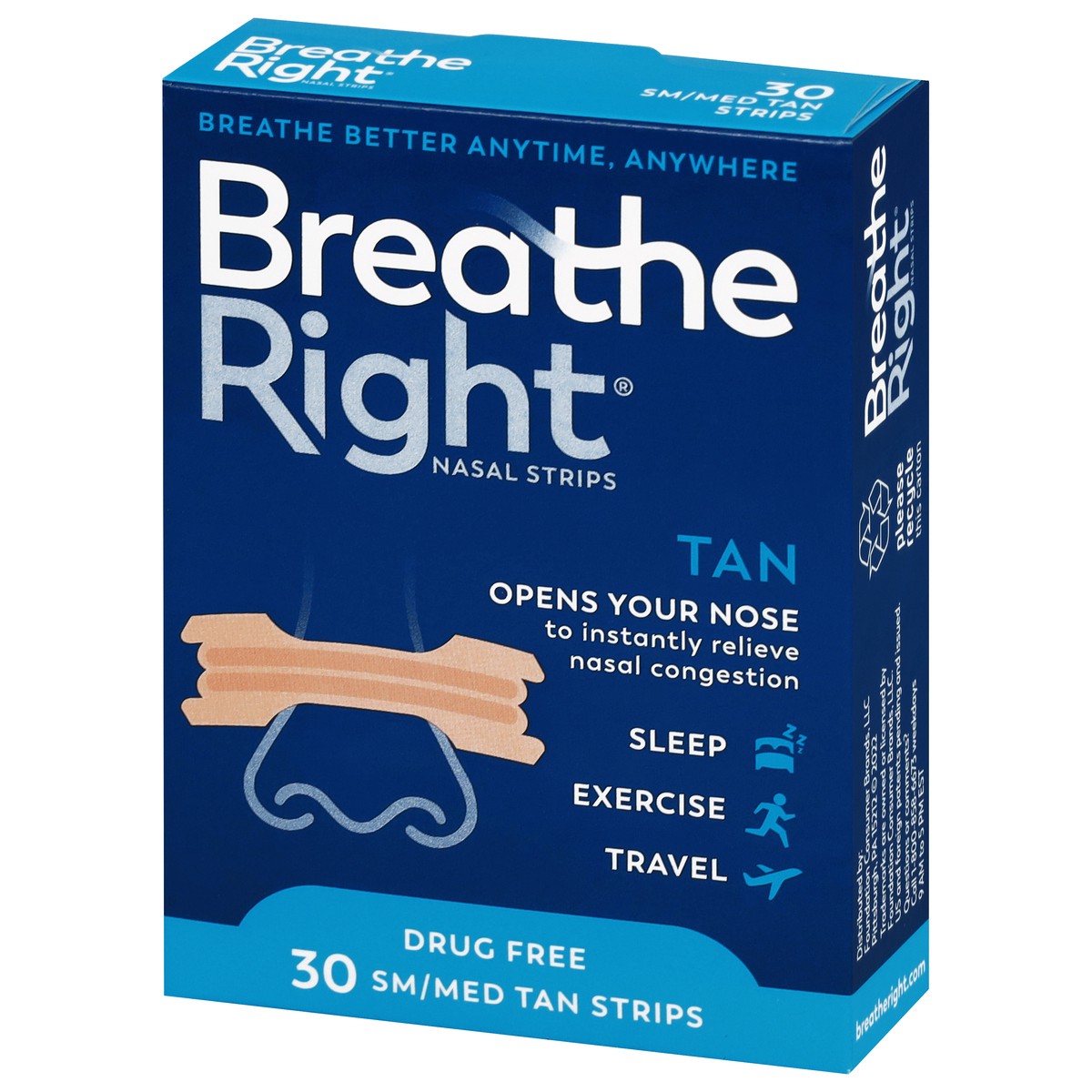 slide 4 of 9, Breathe Right Nasal Strips, Small/Medium, Tan, 30 ct