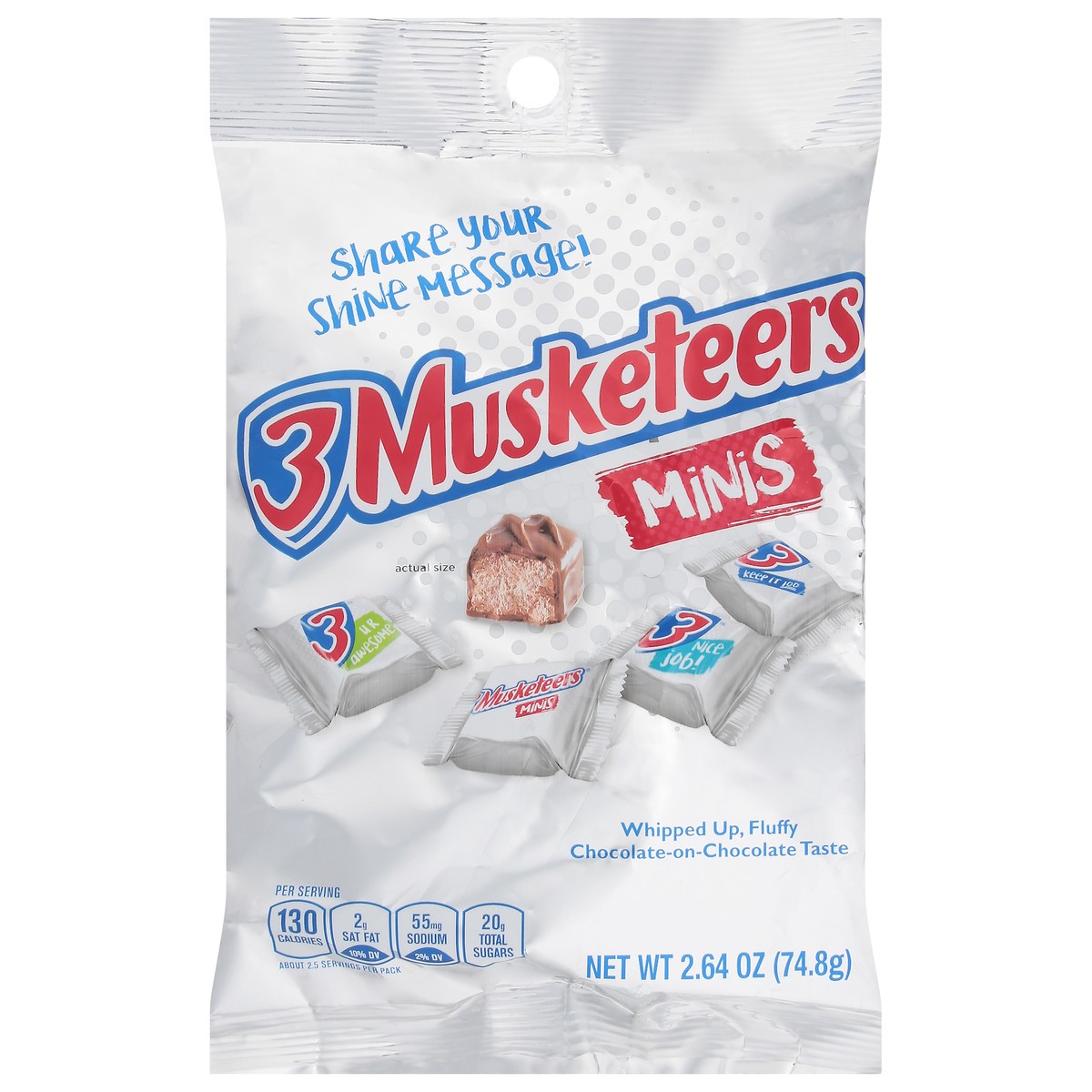 slide 8 of 14, 3 MUSKETEERS Minis Milk Chocolate Candy Bars, 2.64 oz Bag, 2.64 oz