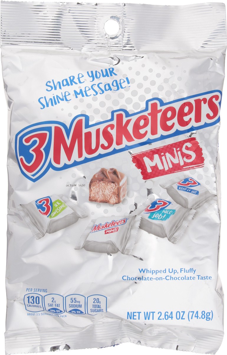 slide 13 of 14, 3 MUSKETEERS Minis Milk Chocolate Candy Bars, 2.64 oz Bag, 2.64 oz