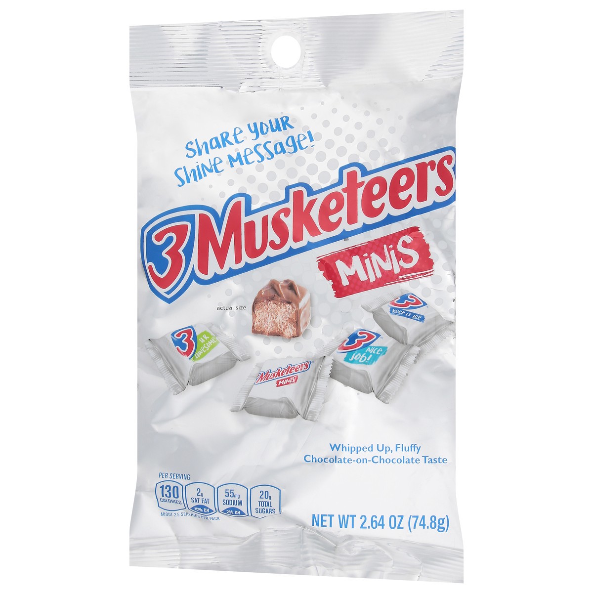 slide 6 of 14, 3 MUSKETEERS Minis Milk Chocolate Candy Bars, 2.64 oz Bag, 2.64 oz