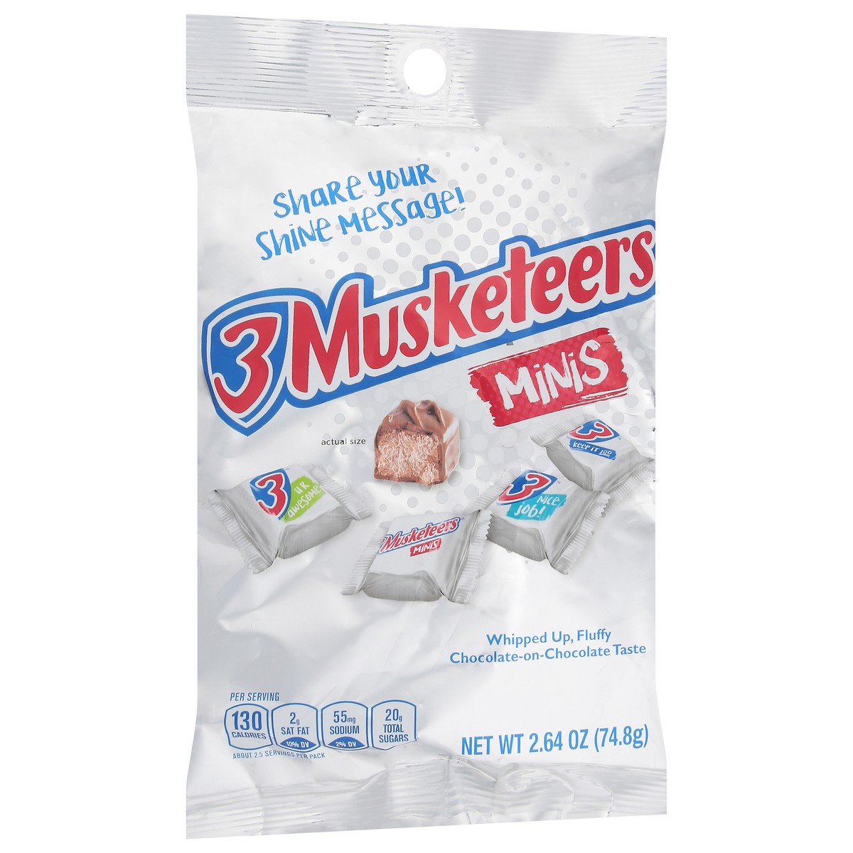 slide 14 of 14, 3 MUSKETEERS Minis Milk Chocolate Candy Bars, 2.64 oz Bag, 2.64 oz