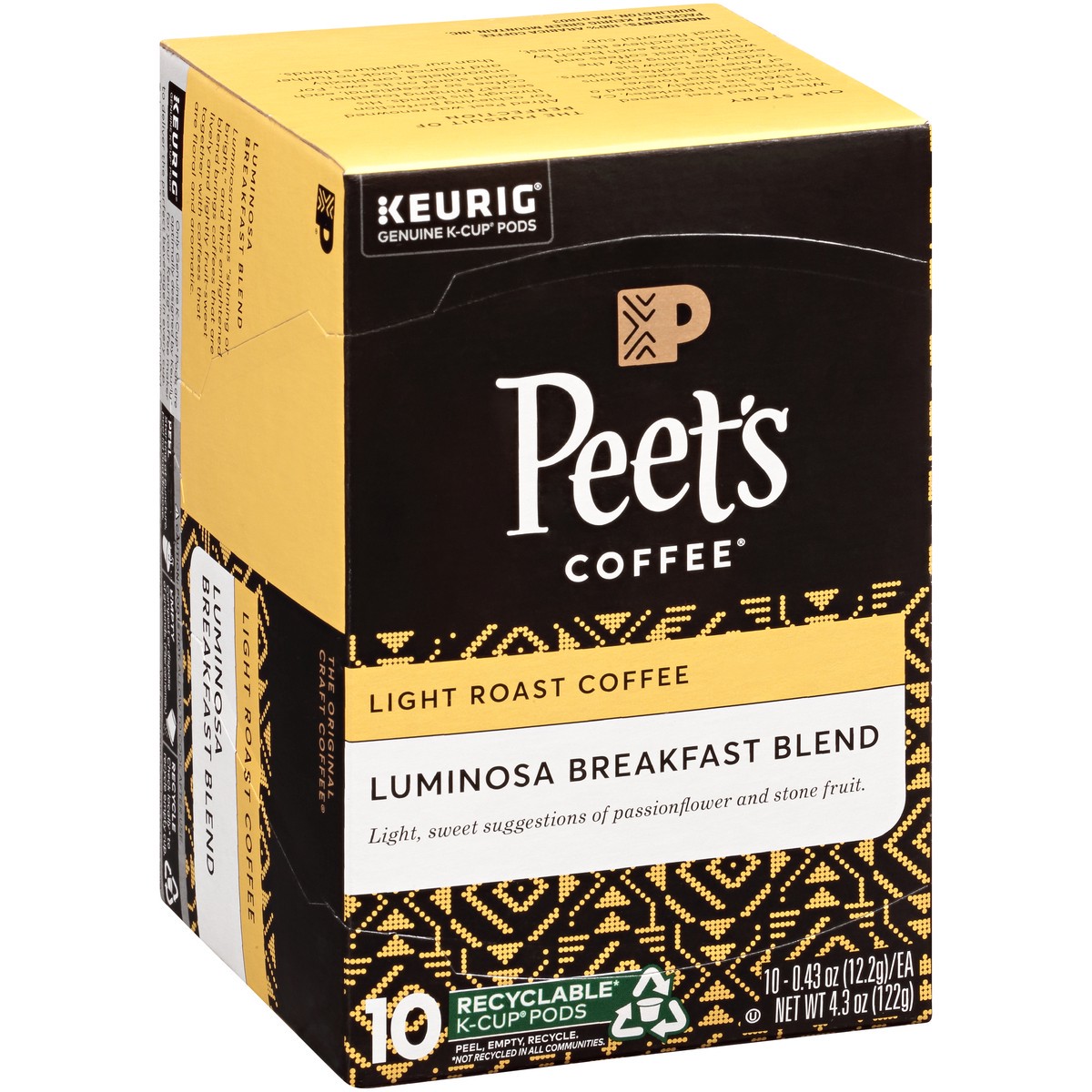 slide 9 of 13, Peet's Coffee Luminosa Breakfast Blend Light Roast Coffee K-Cup Pods 10 ct Box, 4.3 oz