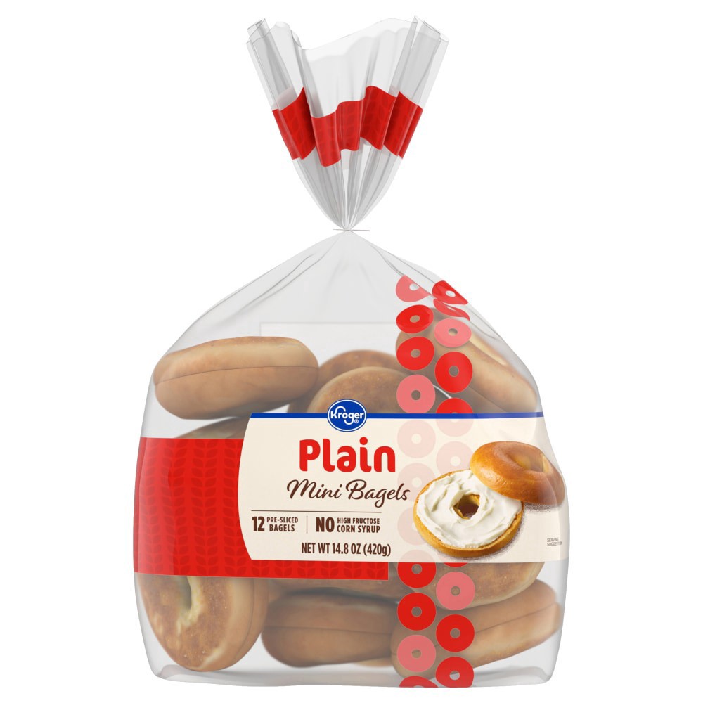 slide 2 of 4, Kroger® Mini Plain Bagels, 12 ct; 14.8 oz