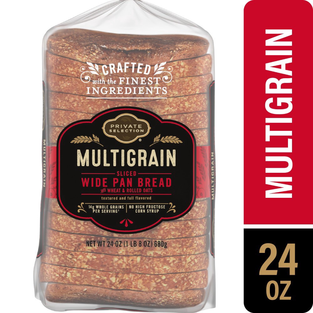 slide 1 of 5, Private Selection Wide Pan Multigrain Bread, 24 oz