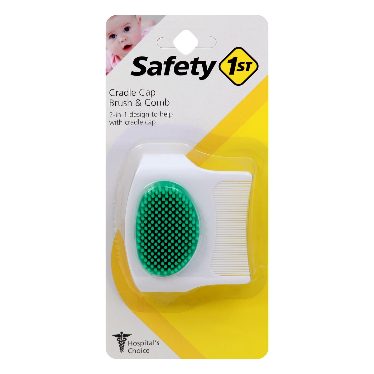 slide 8 of 11, Safety 1ˢᵗ 2-in-1 Baby Cradle Cap Brush & Comb, Arctic, 0.09 lb