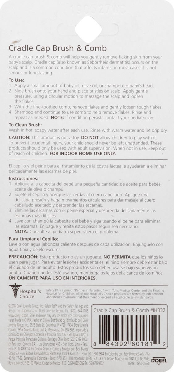 slide 2 of 11, Safety 1ˢᵗ 2-in-1 Baby Cradle Cap Brush & Comb, Arctic, 0.09 lb