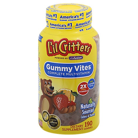 slide 1 of 1, L'il Critters Lil Critters Vitamins Gummy Vites Complete Multivitamin Natural Fruit Flavors, 190 ct