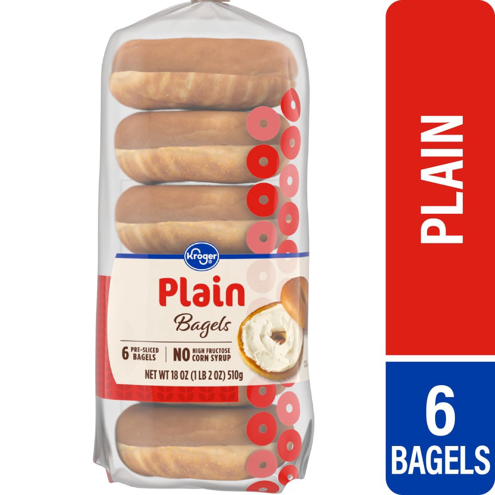slide 1 of 4, Kroger® Plain Bagels, 6 ct; 18 oz