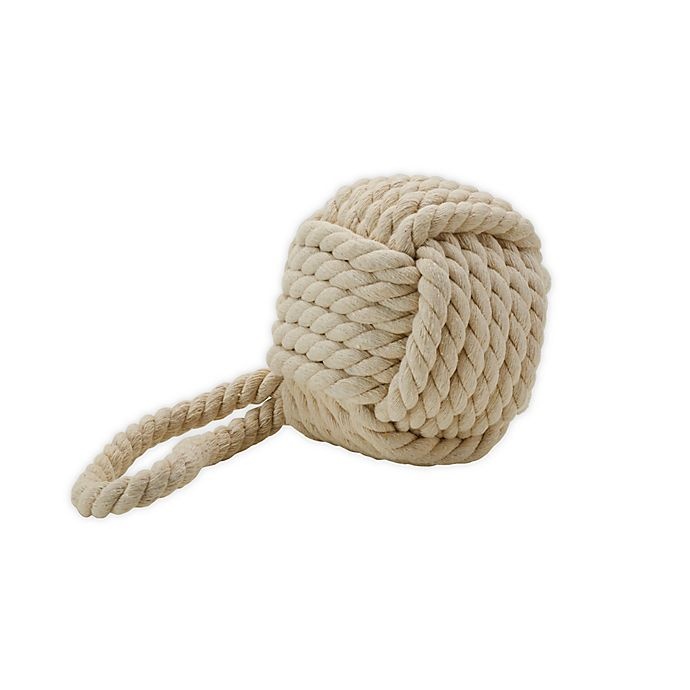 slide 1 of 1, One Kings Lane Open House Rope Ball Door Stopper - White, 1 ct