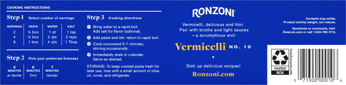 slide 7 of 9, Ronzoni Vermicelli, 1 lb