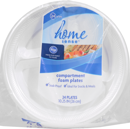 slide 1 of 1, Kroger Home Sense Compartment Foam Plates, 24 ct