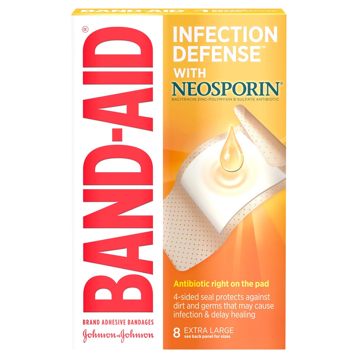 slide 5 of 9, BAND-AID Adhesive Bandages With Neosporin, Extra Large, 8 ct