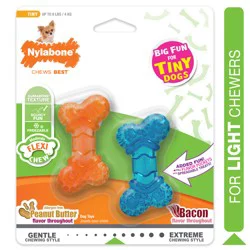 Nylabone Moderate Chew FlexiChew Bone Peanut Butter & Bacon XX-Small/Tiny - 2 Count