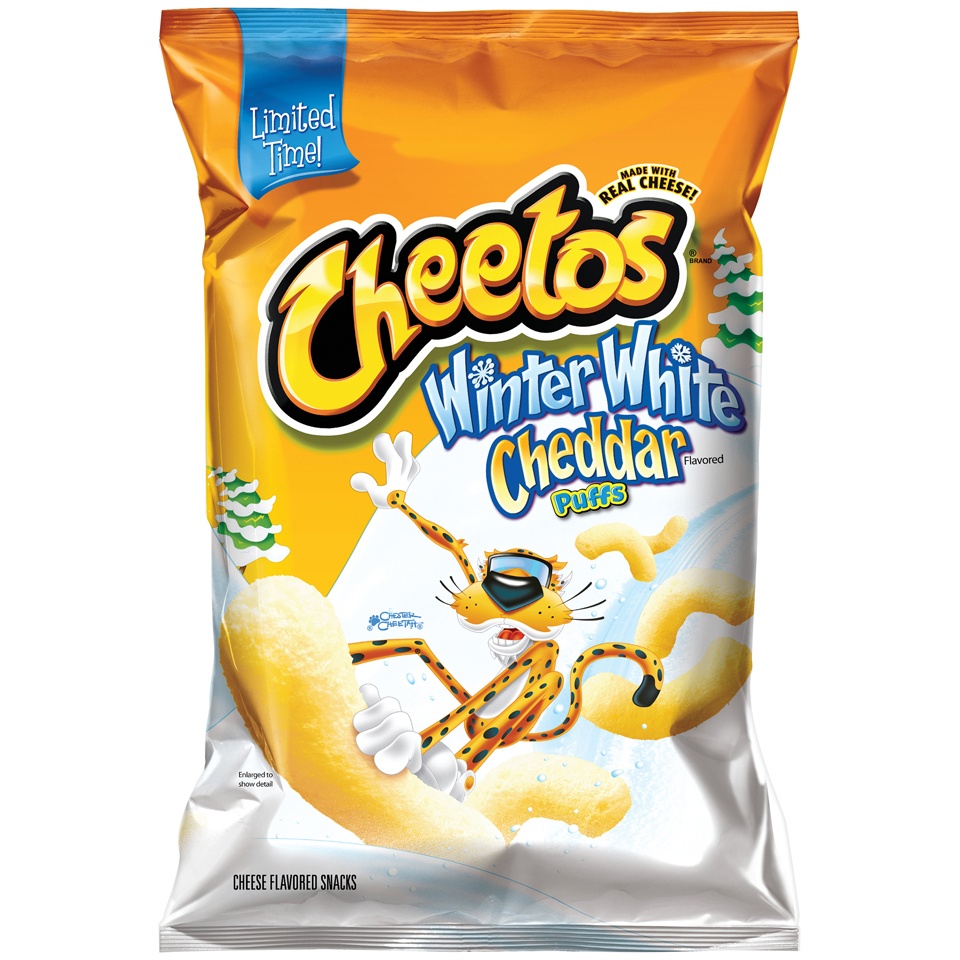 slide 1 of 1, Cheetos Winter White Cheddar Cheese Flavored Snacks, 8 oz