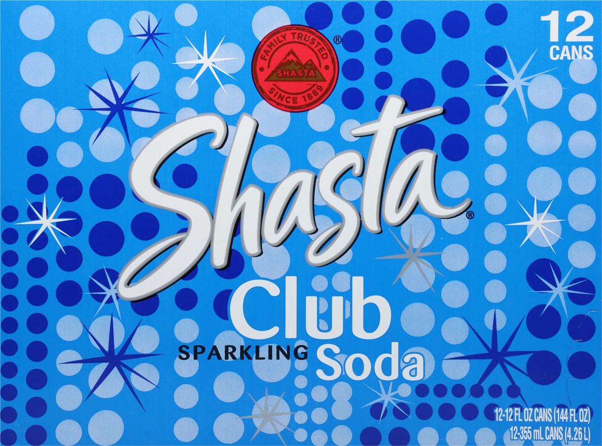 slide 10 of 12, Shasta Sparkling Club Soda 12 - 12 fl oz Cans, 12 ct