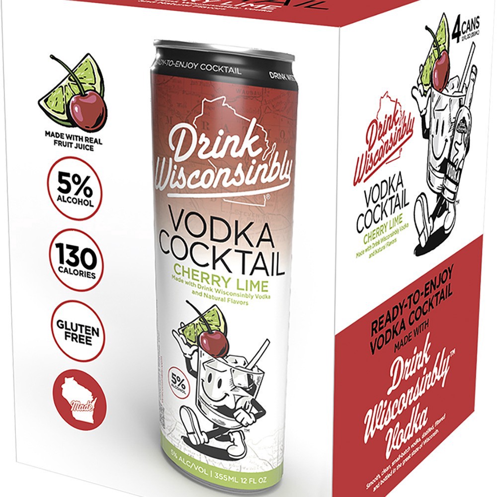 slide 1 of 1, Drink Wisconsinbly Cherry Lime Rtd 12oz 4pk Cans, 4 ct; 12 oz