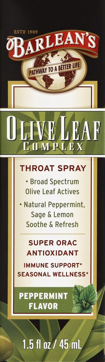 slide 1 of 1, Barlean's Olive Leaf Complex Throat Spray, 1.5 oz