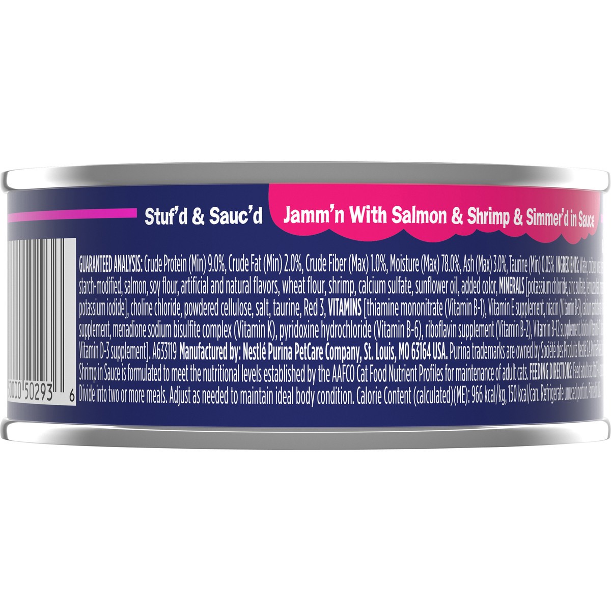 slide 3 of 7, Friskies Purina Friskies Wet Cat Food, Stuf'd & Sauc'd Jamm'n With Salmon & Shrimp & Simmer'd in Sauce, 5.5 oz