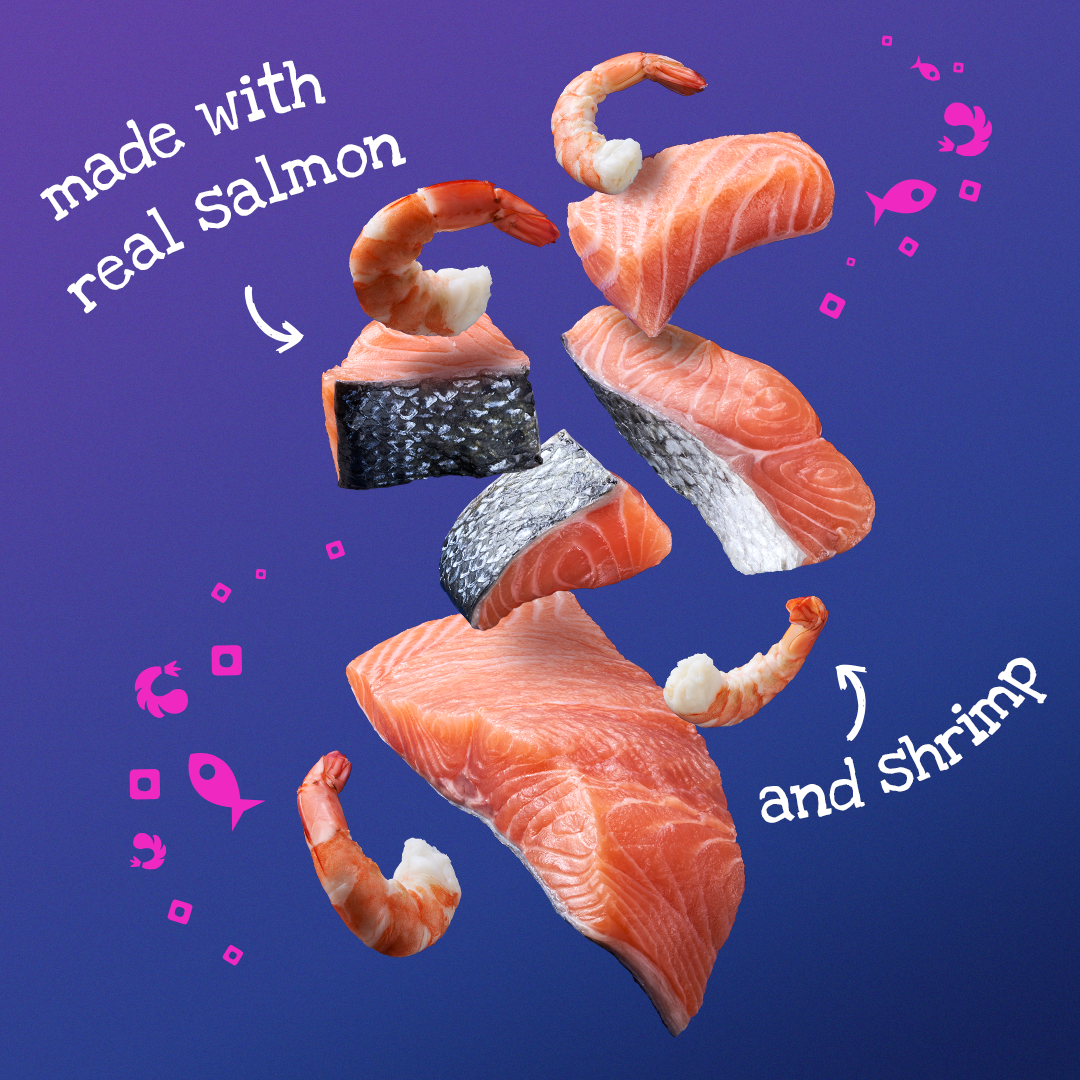 slide 4 of 6, Friskies Stuf'D & Sauc'D Salmon & Shrimp Wet Cat Food, 5.5 oz