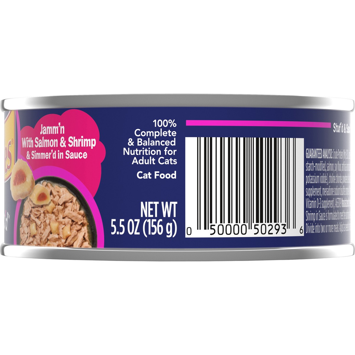 slide 6 of 7, Friskies Purina Friskies Wet Cat Food, Stuf'd & Sauc'd Jamm'n With Salmon & Shrimp & Simmer'd in Sauce, 5.5 oz