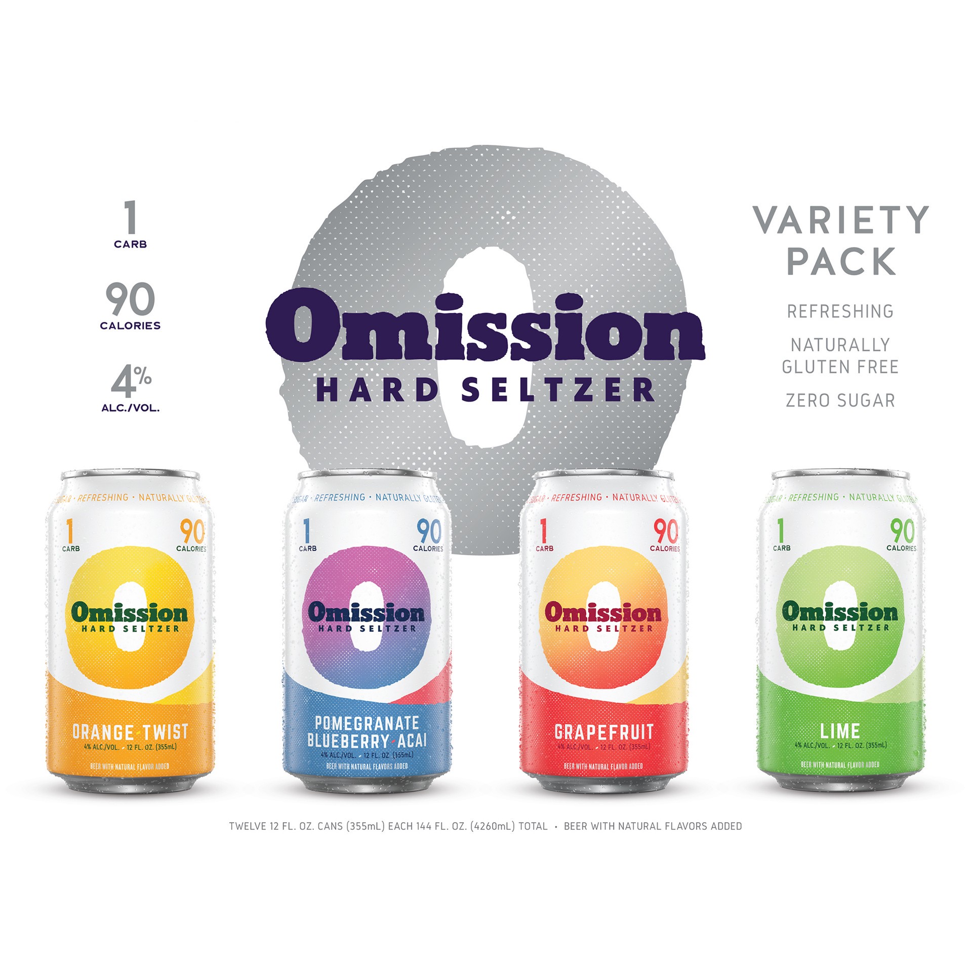 slide 2 of 4, Omission Brewing Co. Hard Seltzer, 144 fl oz