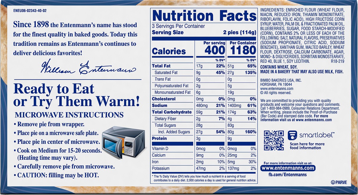 slide 6 of 6, Entenmann's Minis Blueberry Snack Pies- Seasonal LTO, 6 count, 12 oz, 6 ct