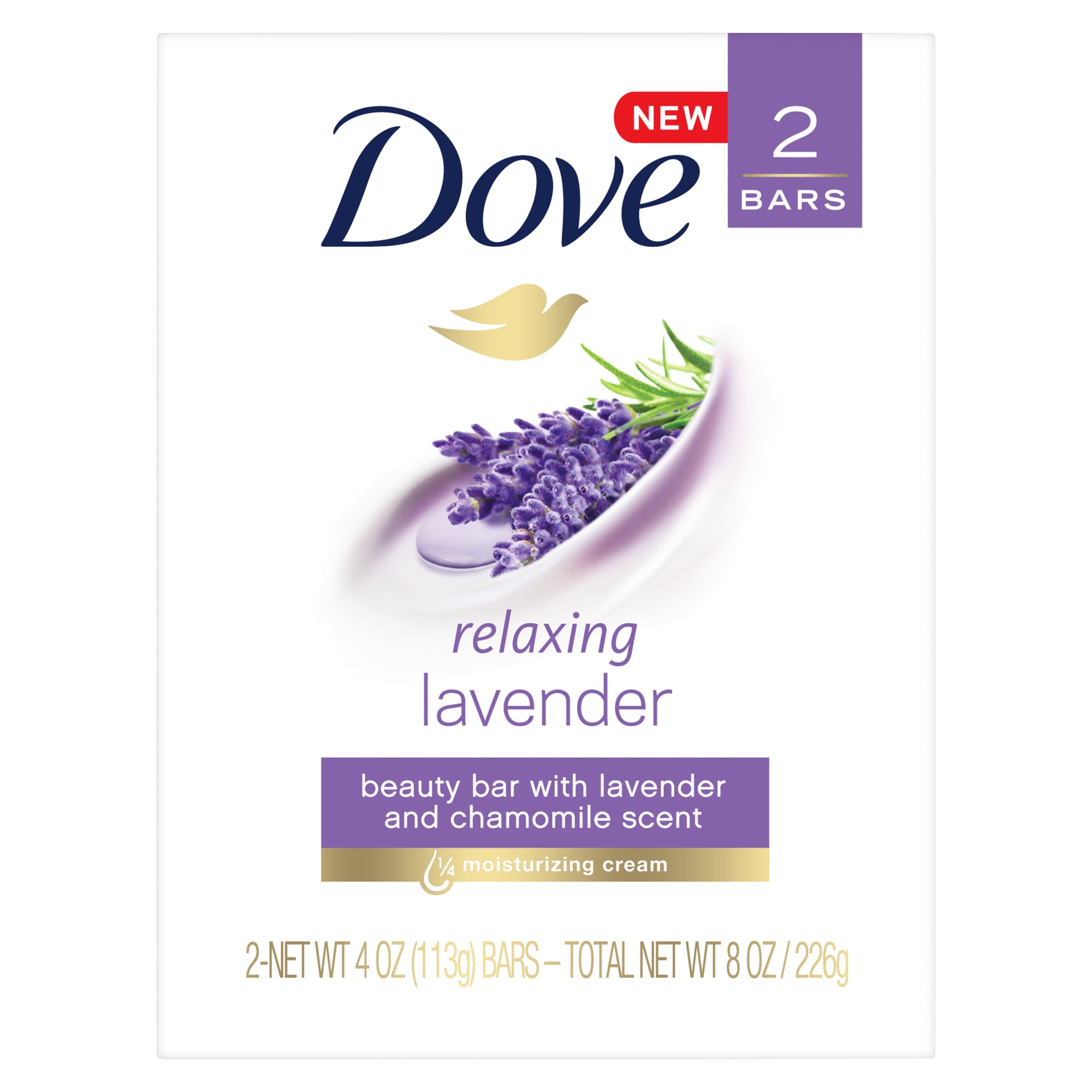 slide 1 of 1, Dove Beauty Bar Soap Relaxing Lavender, 2 ct