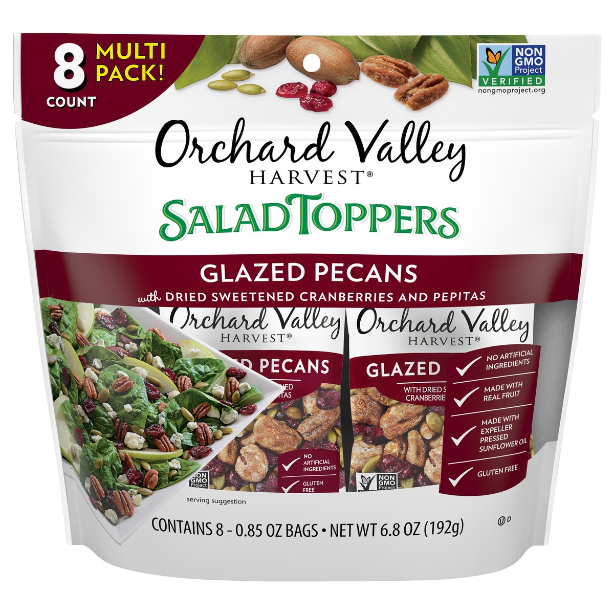 slide 4 of 14, Orchard Valley Harvest Salad Toppers Glazed Pecans 8-0.85 oz. Bags, 6.8 oz