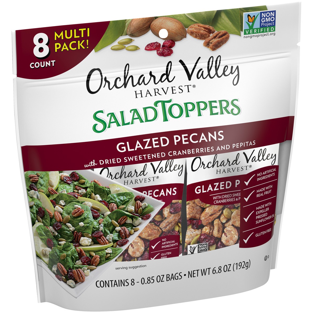 slide 10 of 14, Orchard Valley Harvest Salad Toppers Glazed Pecans 8-0.85 oz. Bags, 6.8 oz