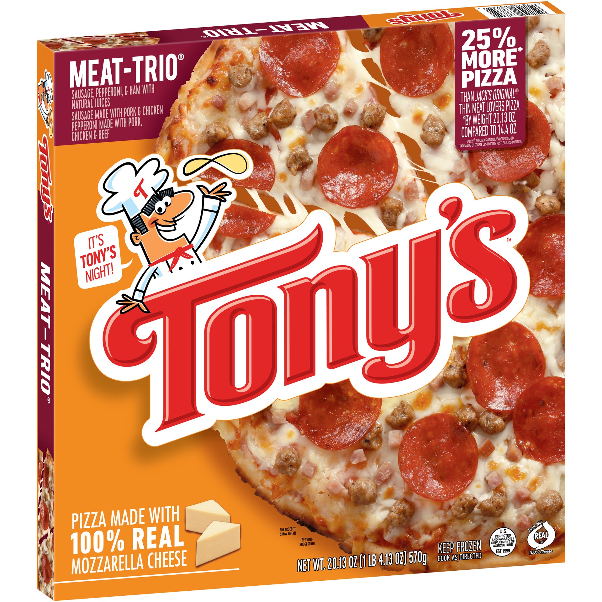 slide 2 of 5, Tony's Meat-Trio Pizza 20.13 oz, 20.13 oz