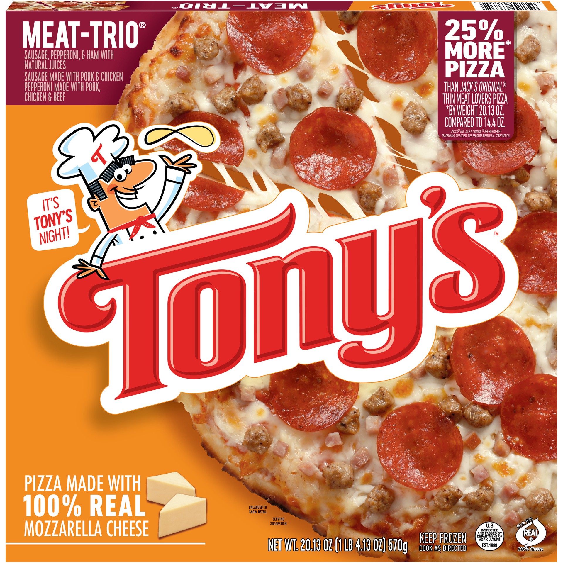 slide 4 of 5, Tony's Meat-Trio Pizza 20.13 oz, 20.13 oz