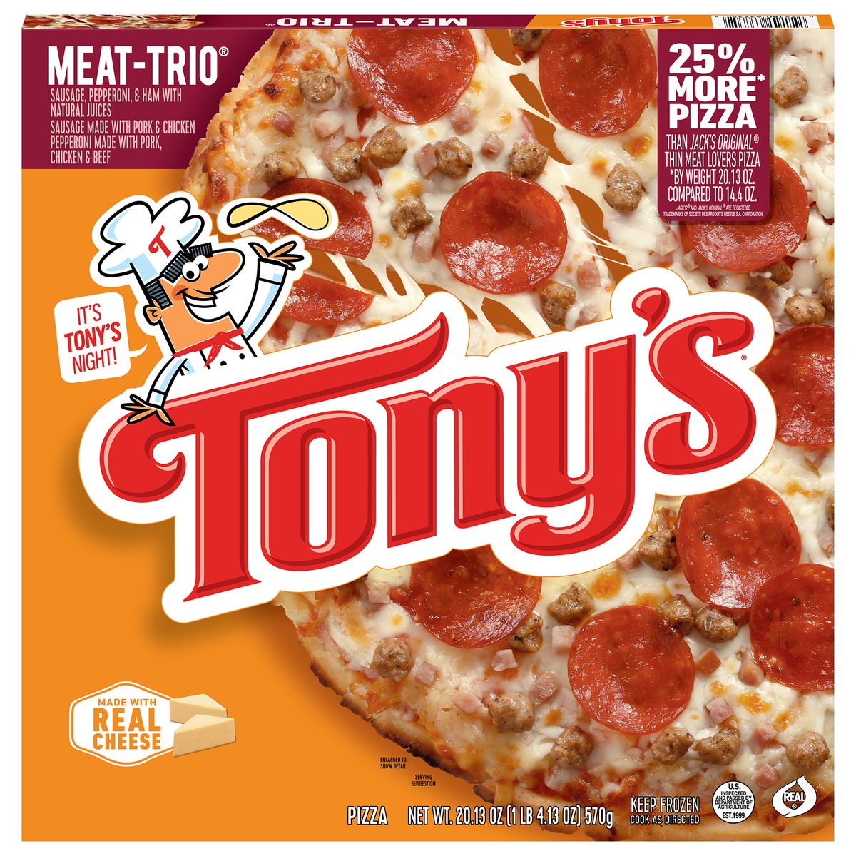 slide 1 of 5, Tony's Meat-Trio Pizza 20.13 oz, 20.13 oz